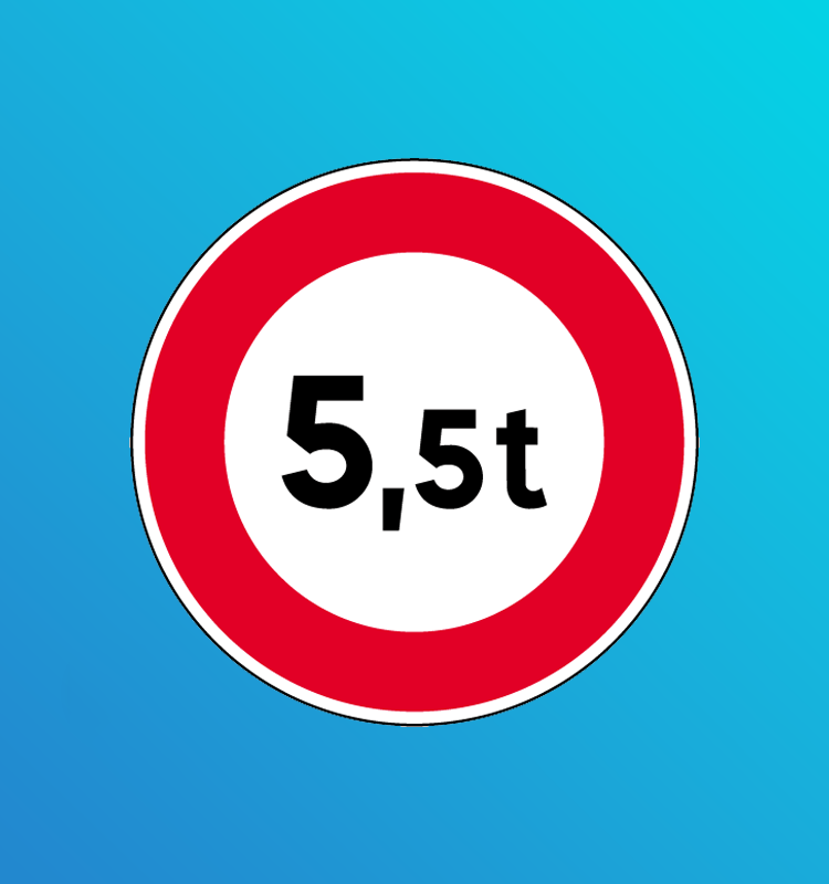 Accès interdit aux véhicules, véhicules articulés, trains doubles ou ensemble de véhicules dont le poids total autorisé en charge ou le poids total roulant autorisé excède le nombre indiqué - B13