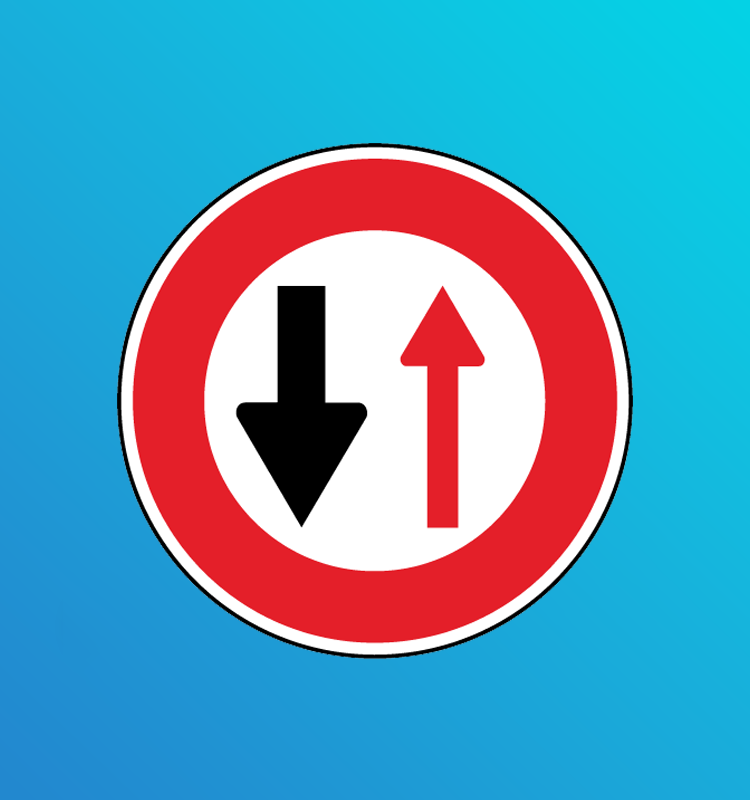 Cédez le passage à la circulation venant en sens inverse - B15