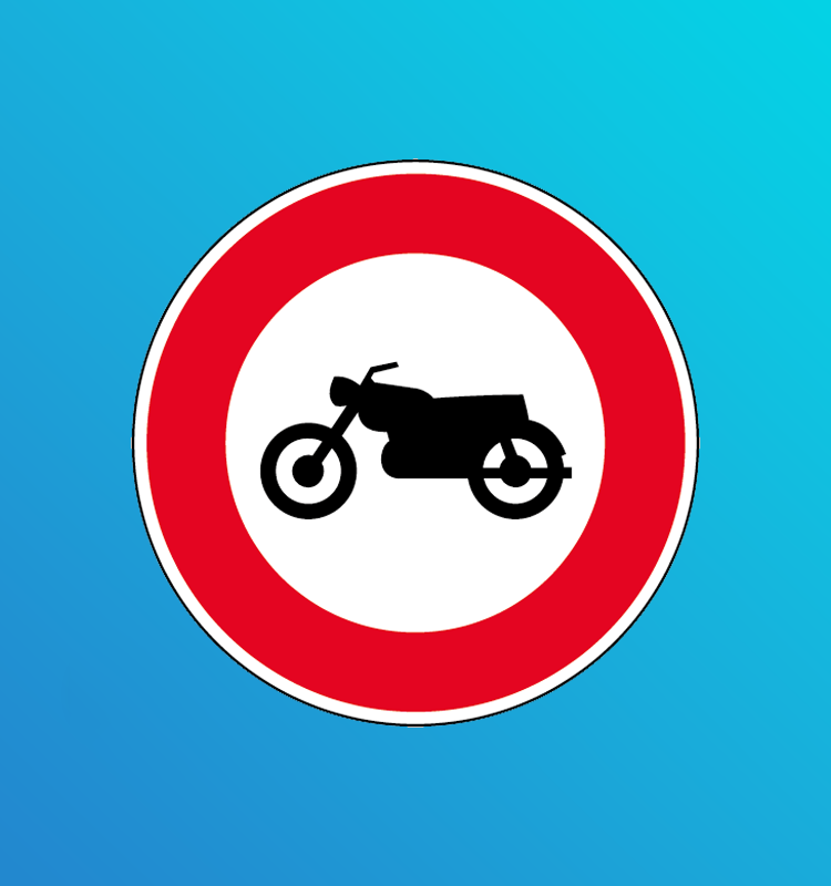 Accès interdit aux motocyclettes et motocyclettes légères, au sens de l'article R.311-1 du code de la route - B9h