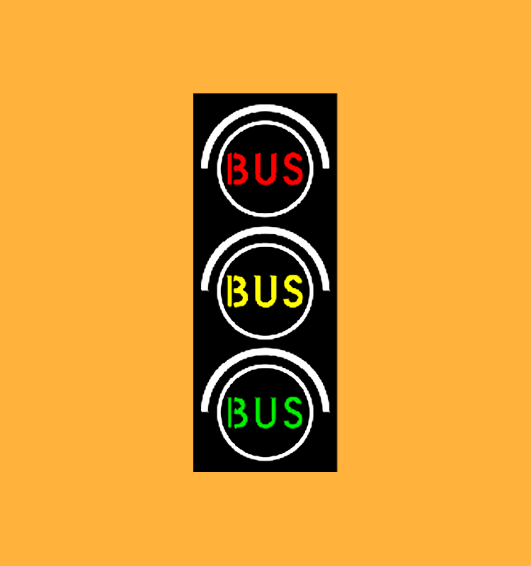 Signaux tricolores modaux pour services réguliers de transport en commun dûment habilités à emprunter les voies réservées à leur intention - R13b