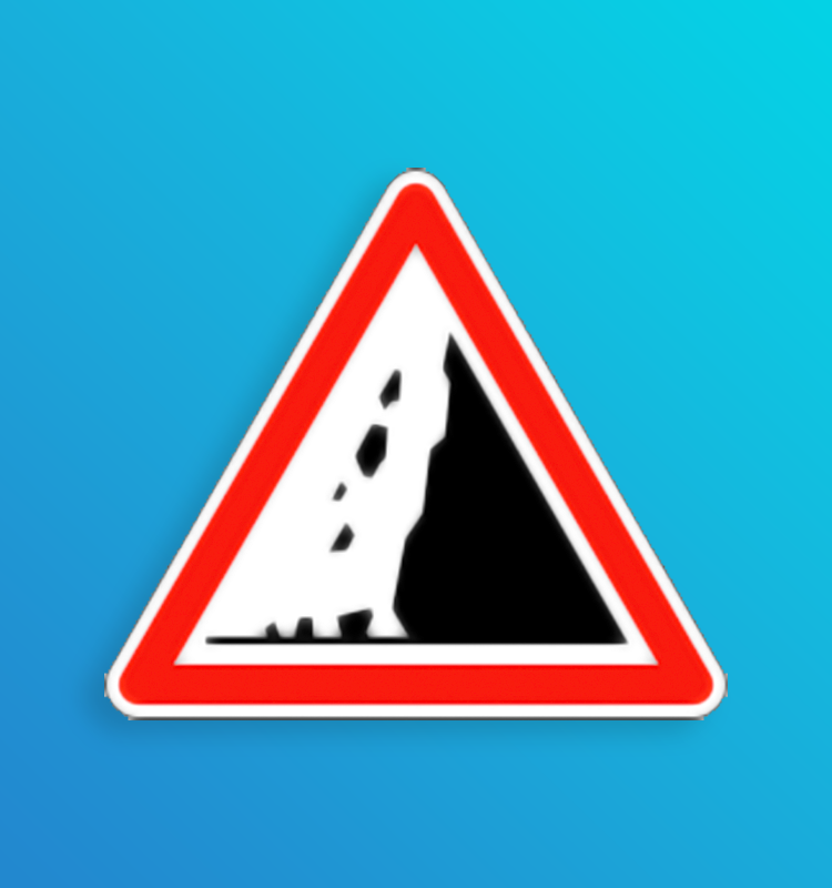 Risque de chute de pierres ou de présence sur la route de pierres tombées - A19