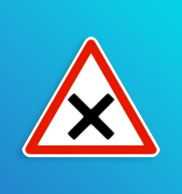 Intersection où le conducteur est tenu de céder le passage aux véhicules débouchant de la ou des routes situées à sa droite - AB1