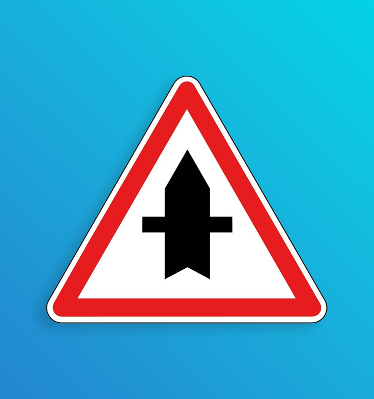 Intersection avec une route dont les usagers doivent céder le passage dans le cas où un panneau AB6 ne peut être utilisé - AB2